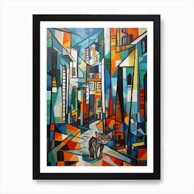 Painting Of Cape Town With A Cat In The Style Of Cubism, Picasso Style 2 Art Print