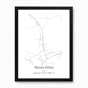 Nowa Deba,Poland Minimalist Map Art Print