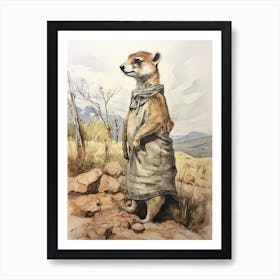 Storybook Animal Watercolour Meerkat 2 Art Print