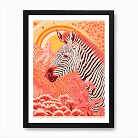 Zebra Orange & Pink Pattern 2 Art Print