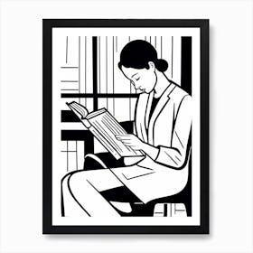 Just a girl who loves to read, Grayscale art inspired Black and white Stylized portrait of a Woman reading a book, book reading art, 181 Art Print