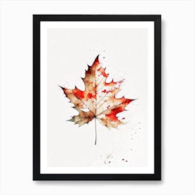 Sugar Maple Leaf Minimalist Watercolour 2 Art Print