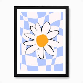 Daisy on a checkered background Art Print