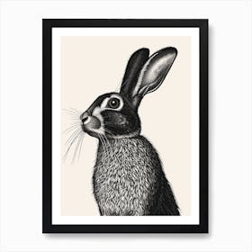 Belgian Hare Blockprint Illustration 3 Art Print