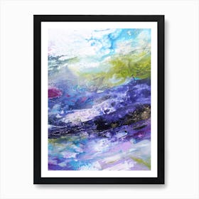 Blue And Green Mountain Abstract Art Print