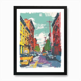 Greenpoint New York Colourful Silkscreen Illustration 4 Art Print