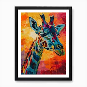 Colourful Giraffe Portrait 4 Art Print