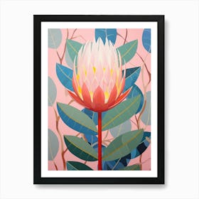 Protea 2 Hilma Af Klint Inspired Pastel Flower Painting Art Print