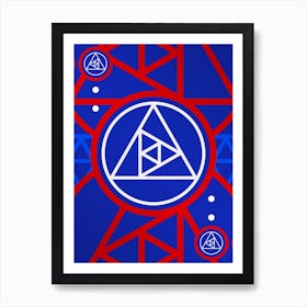 Geometric Glyph in White on Red and Blue Array n.0079 Art Print