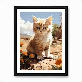 Kitten In The Desert Art Print