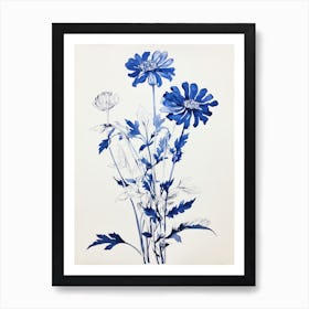 Blue Botanical Asters 4 Art Print