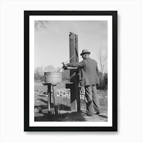 Ed Bagget, Sharecropper, Drawing Water From Well, Near Laurel, Mississippi By Russell Lee Art Print