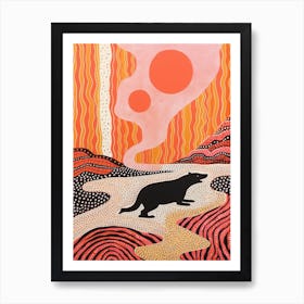 Linocut Polka Dot Inspired Animal In The Wild Art Print