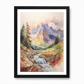 Watercolor Of A Mountain Stream 1 Art Print