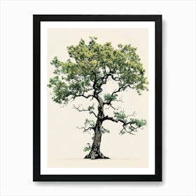 Oak Tree Pixel Illustration 1 Art Print