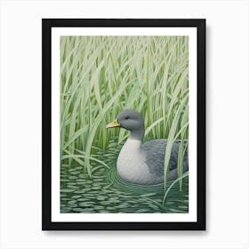 Ohara Koson Inspired Bird Painting Coot 3 Art Print