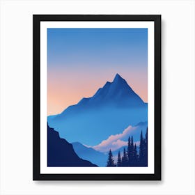 Misty Mountains Vertical Composition In Blue Tone 78 Art Print