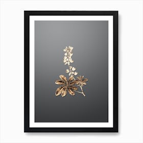 Gold Botanical Half Shrubby Lupine Flower on Soft Gray n.1883 Art Print