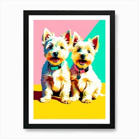 West Highland White Terrier Pups, This Contemporary art brings POP Art and Flat Vector Art Together, Colorful Art, Animal Art, Home Decor, Kids Room Decor, Puppy Bank - 163rd Art Print