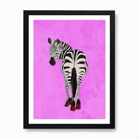 Zebra In Heels Pink Art Print