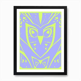 Abstract Owl Purple And Green 1 Art Print