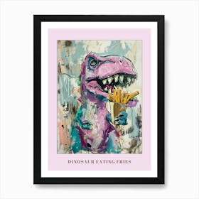 Dinosaur Eating Fries Abstract Graffiti Style 3 Poster Art Print