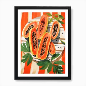 Papaya Fruit Summer Illustration 6 Art Print