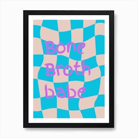 Bone Broth Checkered Blue Art Print