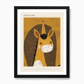 Giraffe Unicorn Muted Pastels Mustard Poster Art Print