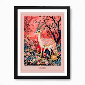 Floral Animal Painting Gazelle 1 Poster Art Print