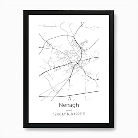 Nenagh,Ireland Minimalist Map Art Print