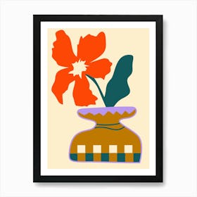 Bold Blooms in a Patterned Vase Art Print