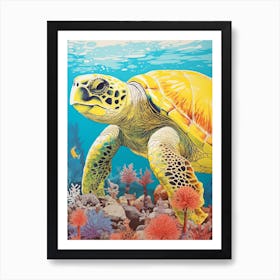 Sea Turtle In The Ocean Blue Aqua 6 Art Print