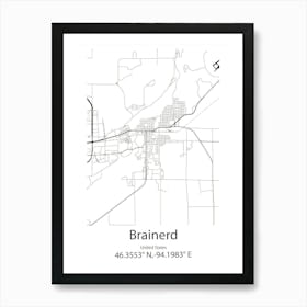 Brainerd,United States Minimalist Map Art Print