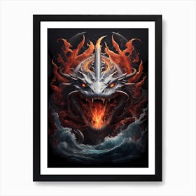 Leviathan Breathing Flames Art Print