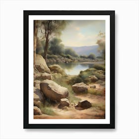 Forest Lake,Vintage Oil Painting,Farm Wall Decorations,Vintage Landscape,Vintage Landscape Oil Painting.1 Art Print