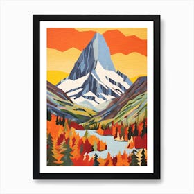Mount Assiniboine Canada 3 Colourful Mountain Illustration Art Print