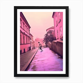 Skateboarding In Prague, Czech Republic Futuristic 2 Art Print