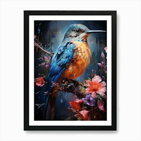 Ornithic Elegance Bird In The Breeze Art Print