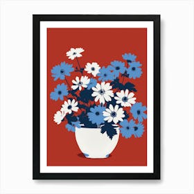 Blue And White Flowers 2 Art Print