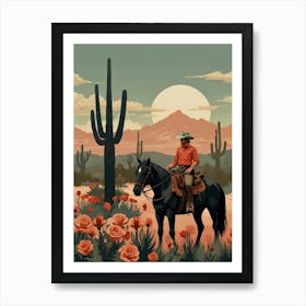 Cowboy In The Desert 19 Art Print