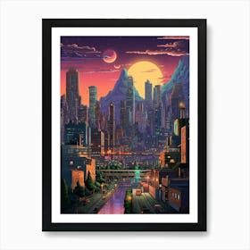 Cityscape Pixel Art 1 Art Print