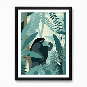 Gorilla Art With Bananas Cartoon Illustration 1 Art Print