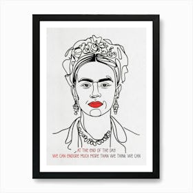 Frida Line Drawing Portrait Art Print