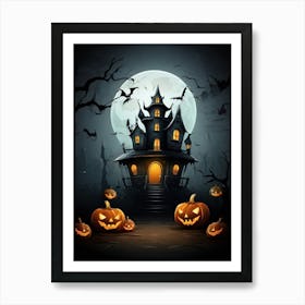 Halloween House With Pumpkins 11 Art Print