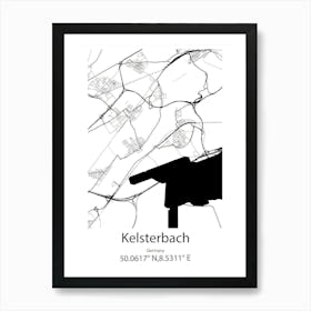 Kelsterbach,Germany Minimalist Map Art Print