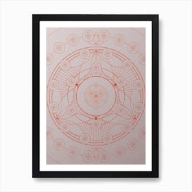 Geometric Abstract Glyph Circle Array in Tomato Red n.0253 Art Print