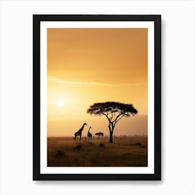 Giraffes In The Savannah 1 Art Print