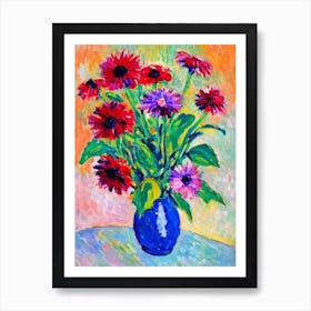 Echinacea Floral Abstract Block Colour 1 Flower Art Print