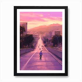 Skateboarding In Santiago, Chile Futuristic 4 Art Print